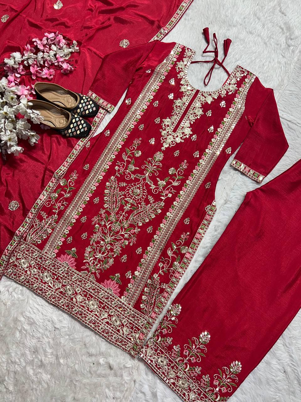 Regal Scarlet Heritage Kurta Set